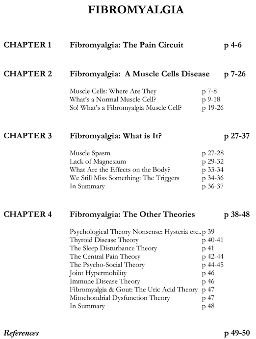 Index of the first Fibromyalgia Book